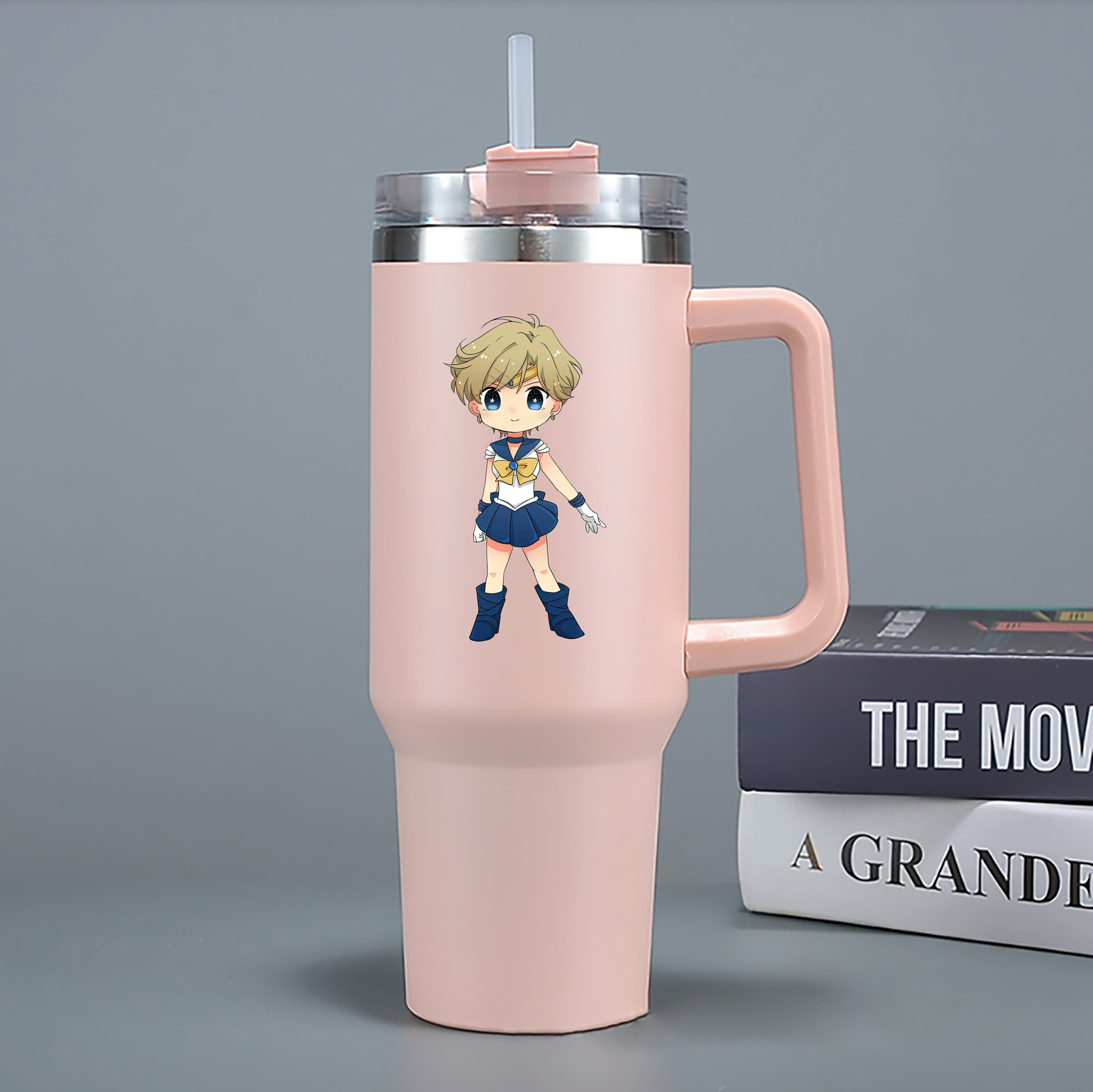 （画像用） 美少女戦士セーラームーン 天王はるか Sailor Moon Tenoh Haruka 1200mL車用タンブラー - クリスタルステッカー（プラスチックストロー付き）